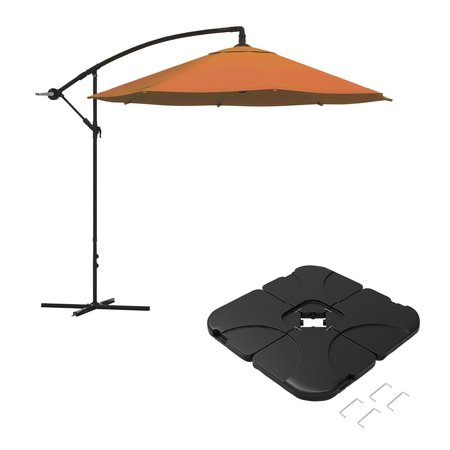 Pure Garden 10 Ft Offset Umbrella with Square Base, Terracotta 50-LG1055B